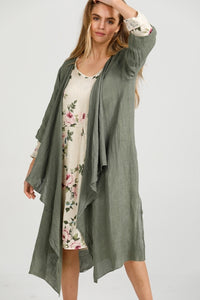 Sabine linen duster. Khaki