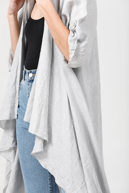 Sabine linen duster. Dove Grey