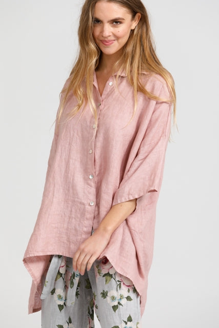Teddy Linen shirt. Dusty Pink
