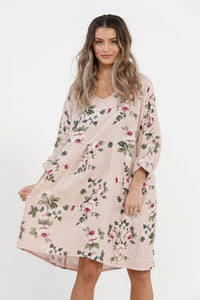 Mia linen dress. Dusty Pink