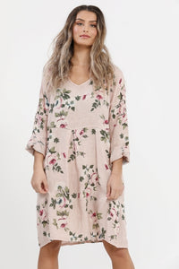 Mia linen dress. Dusty Pink