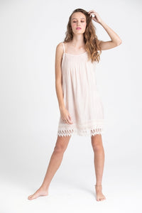 Amelie Cotton and Lace slip. Blush