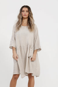 Clarissa linen dress. Stone
