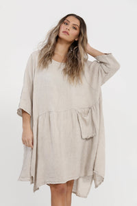 Clarissa linen dress. Stone