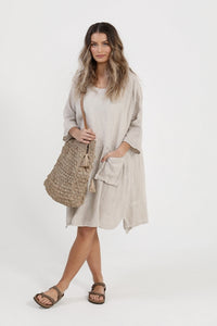 Clarissa linen dress. Stone