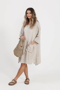 Clarissa linen dress. Stone