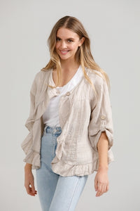 Fifi short linen Jacket. Natural