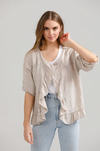 Fifi short linen Jacket. Natural