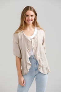 Fifi short linen Jacket. Natural