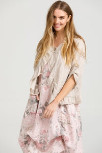 Fifi short linen Jacket. Natural