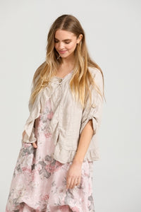 Fifi short linen Jacket. Natural