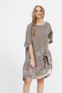Fleur Linen dress. Mocha