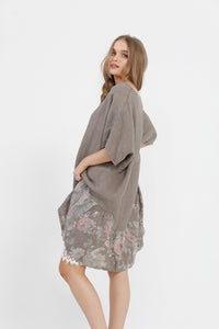 Fleur Linen dress. Mocha