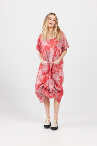 Primavera linen dress. Red Rose