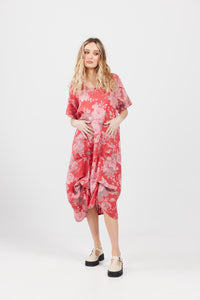 Primavera linen dress. Red Rose