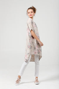 Rosabella Romantic linen top. Pink Rose