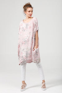 Rosabella Romantic linen top. Pink Rose