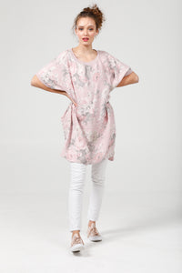 Rosabella Romantic linen top. Pink Rose