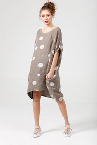 Rosabella polka dot linen top. Mocha