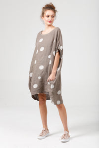 Rosabella polka dot linen top. Mocha
