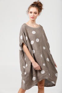 Rosabella polka dot linen top. Mocha