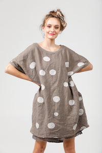 Rosabella polka dot linen top. Mocha