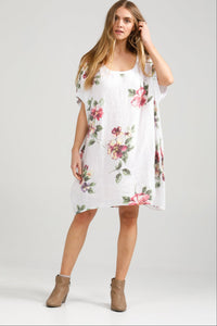 Rosabella floral linen top. White bouquet