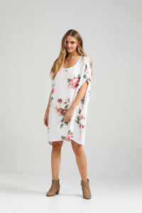 Rosabella floral linen top. White bouquet