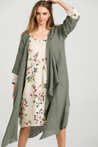 Sabine linen duster. Khaki