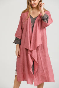 Sabine linen duster- Raspberry
