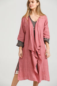 Sabine linen duster- Raspberry