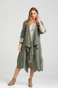 Sabine linen duster. Khaki