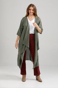 Sabine linen duster. Khaki
