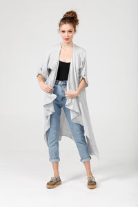 Sabine linen duster. Dove Grey