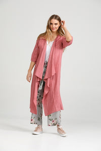 Sabine linen duster- Raspberry