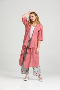 Sabine linen duster- Raspberry