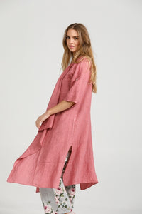 Sabine linen duster- Raspberry