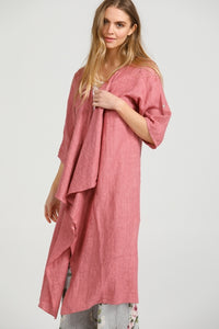 Sabine linen duster- Raspberry