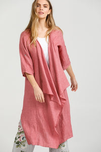 Sabine linen duster- Raspberry