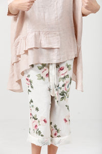 Sorrento linen top. Pale Pink