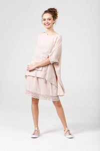 Sorrento linen top. Pale Pink