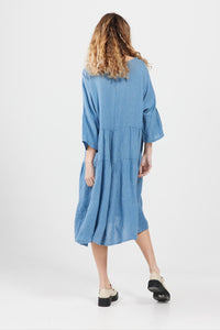 Stella linen dress. Denim Blue