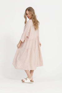 Stella linen dress. Pale Pink