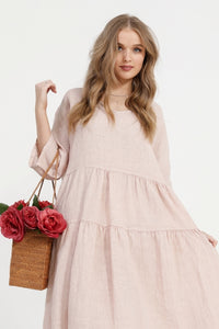 Stella linen dress. Pale Pink Miss Rose Sister Violet Stella linen dress. Pale Pink Miss Rose Sister Violet