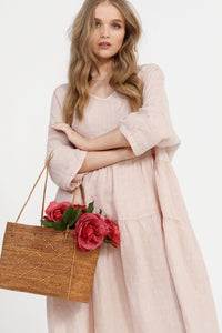 Stella linen dress. Pale Pink