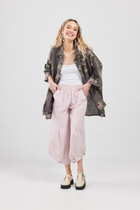 Teddy floral linen shirt, Charcoal