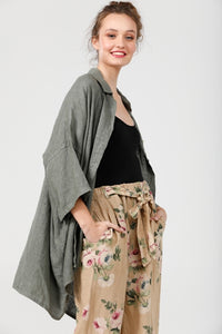 Teddy Linen shirt. Olive Green