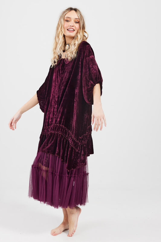 Florentine Velvet coatdress. Bordeaux