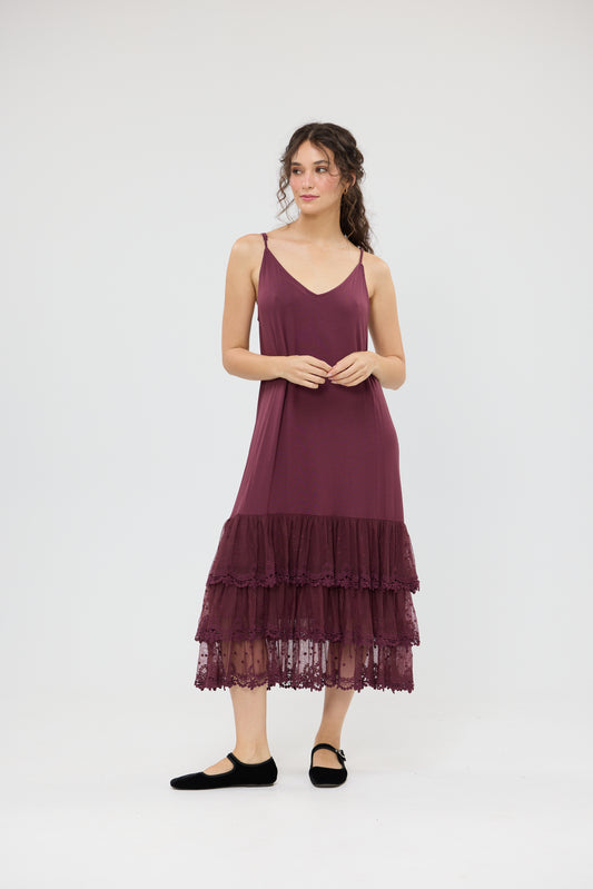 Evangeline Slip Dress. Bordeaux
