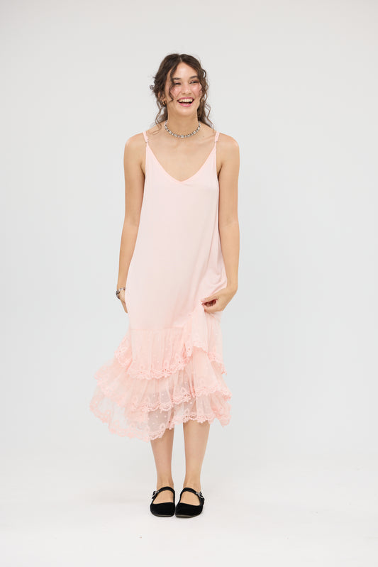 Evangeline Slip Dress. Pale pink